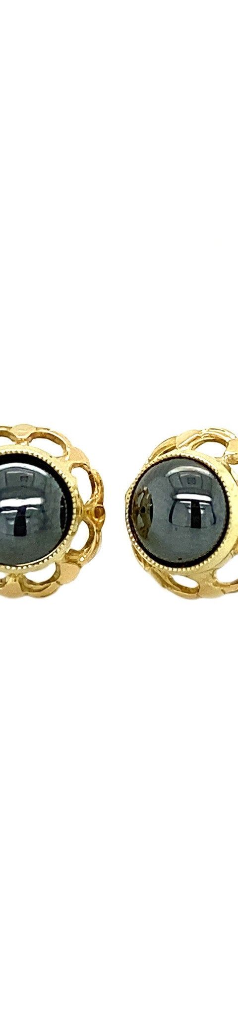 Vintage 14K Gold Stud Earrings with Hematite
